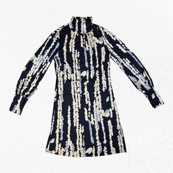 90s Vintage Trina Turk Black Turtleneck Silk USA Made Bodycon Mini Dress Size 4 - Picture 1 of 9